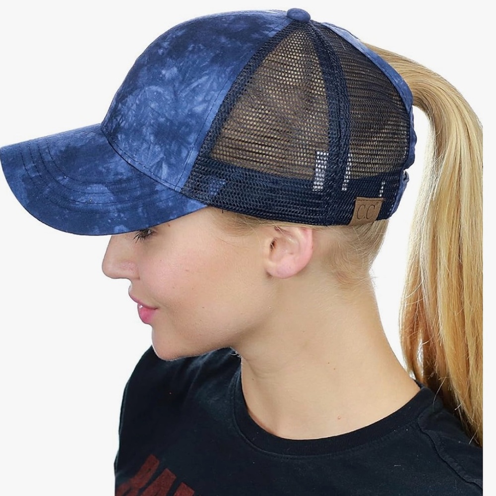 C.C Ponycap Messy High Bun Ponytail Adjustable Mesh Trucker Baseball Cap Hat